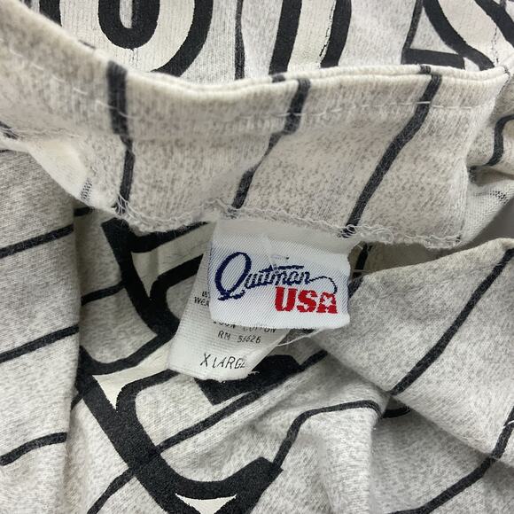 Quitman Vintage Los Lobos Men's XL Gray Cotton Striped Baseball Jersey Preowned - Picture 3 of 8